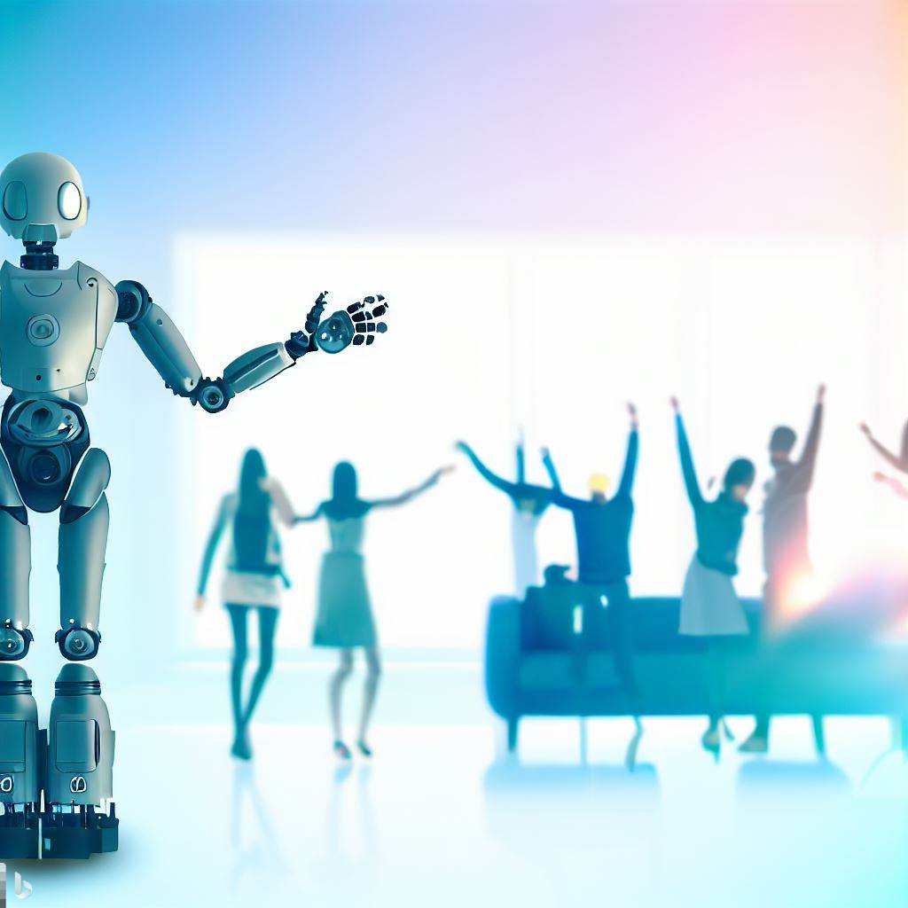 無料ブラウザFPSのストーリー導入部：AIと人間が共生する平和な世界観を示すイメージ